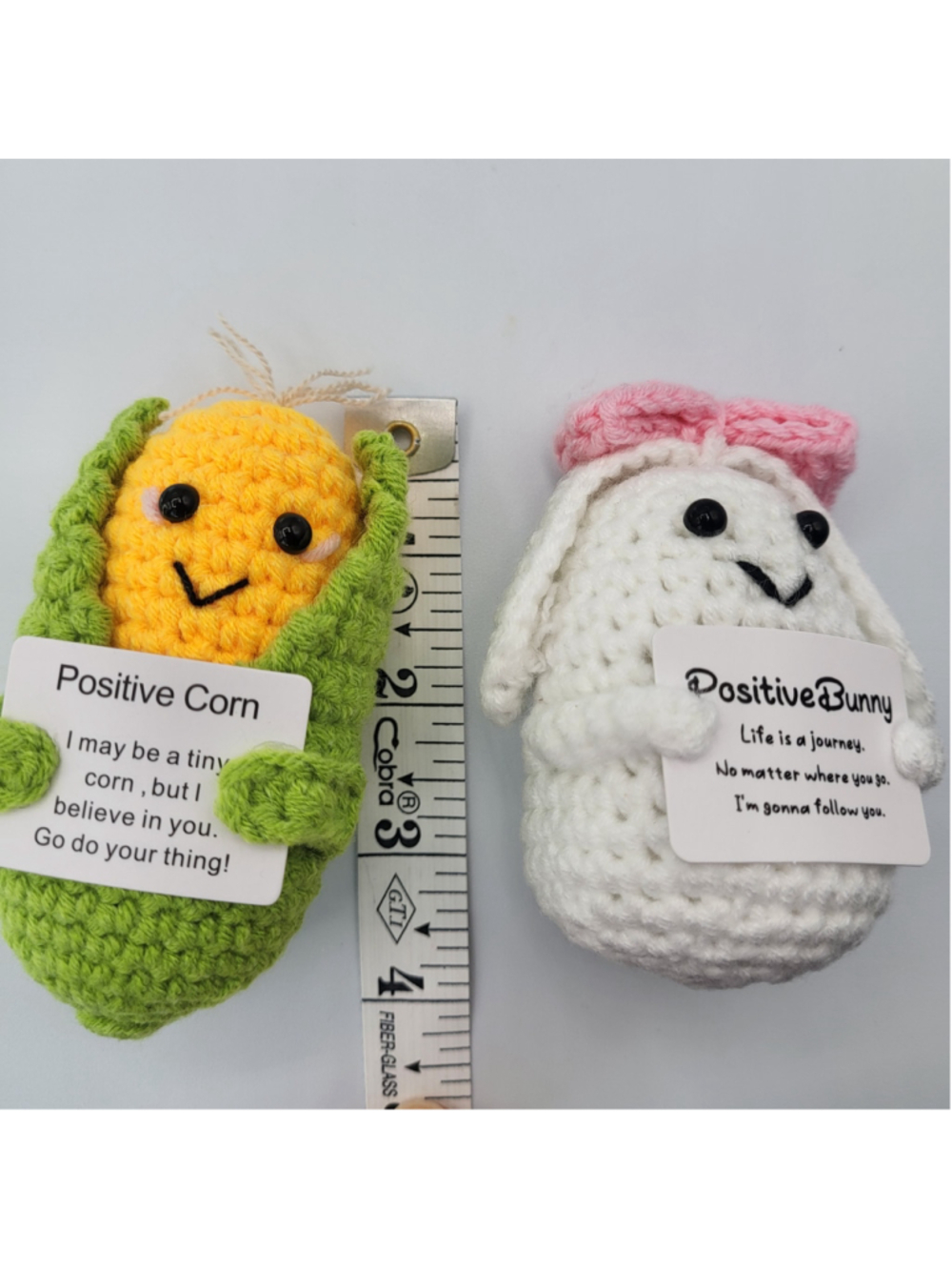 Cute "Positive Corn" & "Positive Bunny" Desk Decor Crochet Figures Set – NWOT - Picture 7 of 9